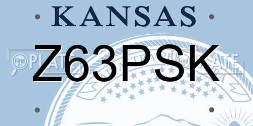 Z63PSK Kansas License Plate