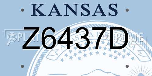 Z6437D Kansas License Plate