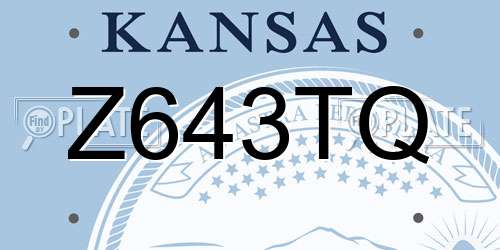 Z643TQ Kansas License Plate
