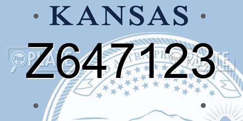 Z647123 Kansas License Plate