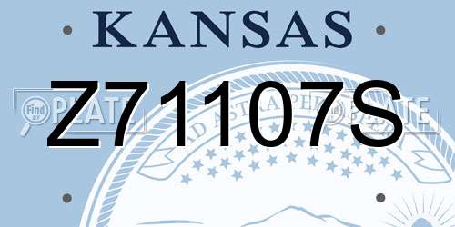Z71107S Kansas License Plate