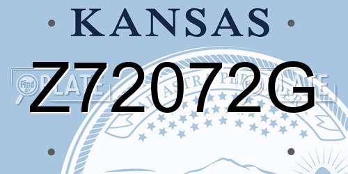 Z72072G Kansas License Plate
