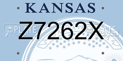 Z7262X Kansas License Plate