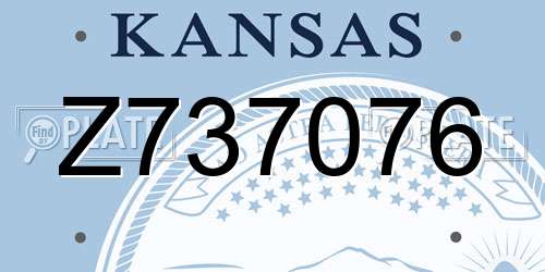 Z737076 Kansas License Plate
