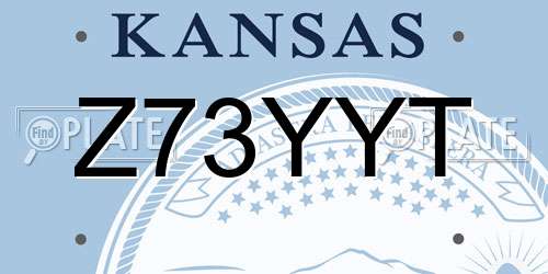 Z73YYT Kansas License Plate