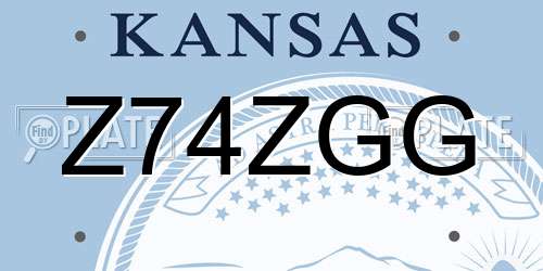 Z74ZGG Kansas License Plate