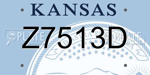 Z7513D Kansas License Plate
