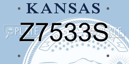 Z7533S Kansas License Plate