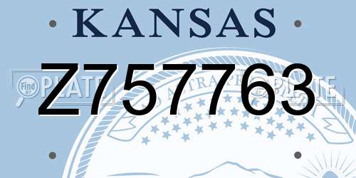 Z757763 Kansas License Plate