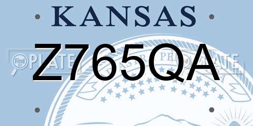 Z765QA Kansas License Plate