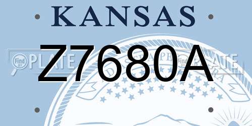 Z7680A Kansas License Plate