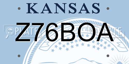 Z76BOA Kansas License Plate