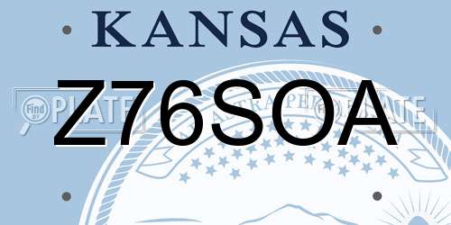 Z76SOA Kansas License Plate