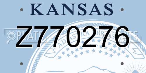 Z770276 Kansas License Plate