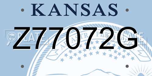 Z77072G Kansas License Plate