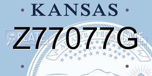 Z77077G Kansas License Plate