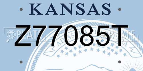 Z77085T Kansas License Plate