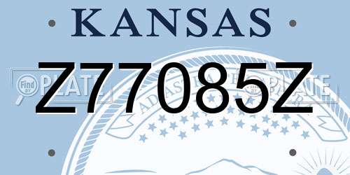 Z77085Z Kansas License Plate
