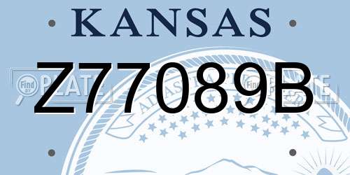 Z77089B Kansas License Plate
