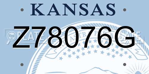 Z78076G Kansas License Plate