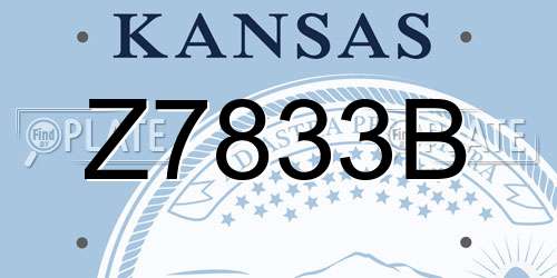 Z7833B Kansas License Plate