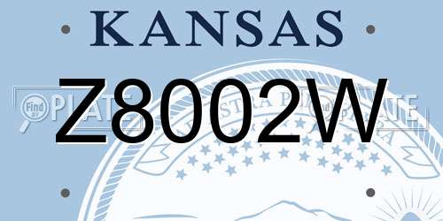 Z8002W Kansas License Plate