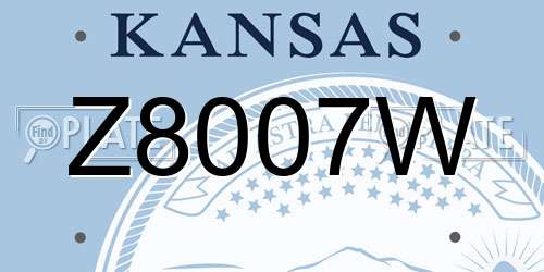 Z8007W Kansas License Plate
