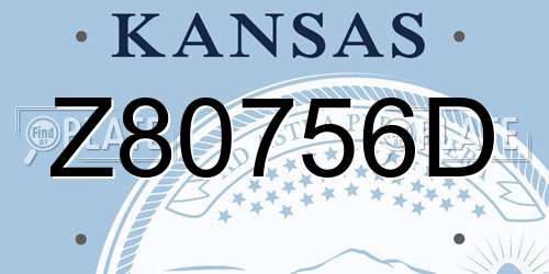 Z80756D Kansas License Plate