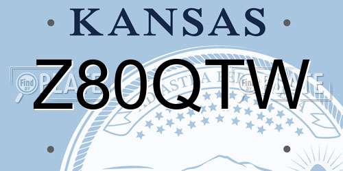 Z80QTW Kansas License Plate