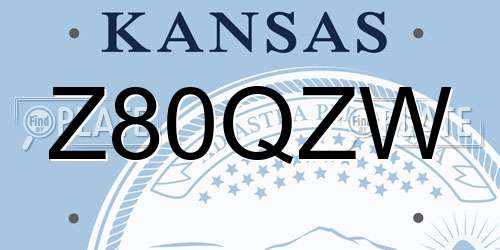 Z80QZW Kansas License Plate