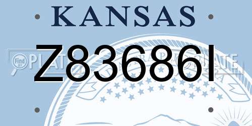 Z83686I Kansas License Plate