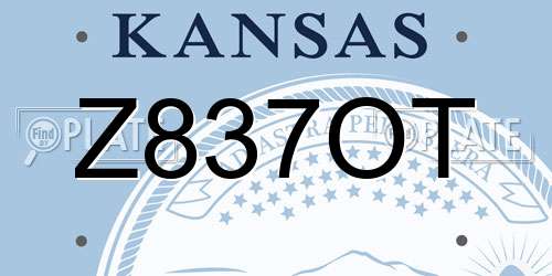 Z837OT Kansas License Plate