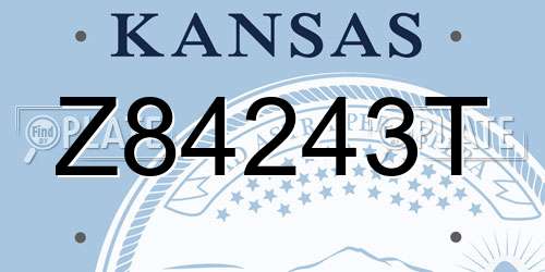 Z84243T Kansas License Plate