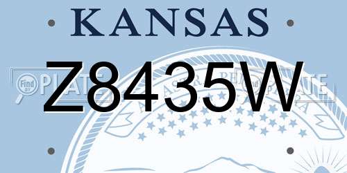 Z8435W Kansas License Plate
