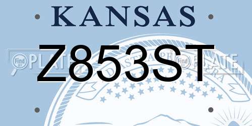 Z853ST Kansas License Plate