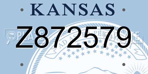 Z872579 Kansas License Plate