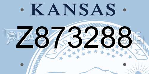 Z873288 Kansas License Plate