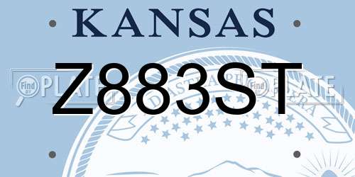 Z883ST Kansas License Plate