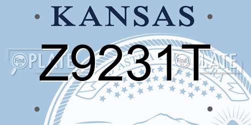 Z9231T Kansas License Plate