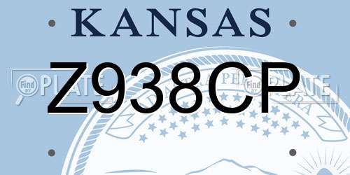 Z938CP Kansas License Plate