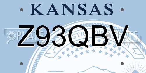 Z93QBV Kansas License Plate