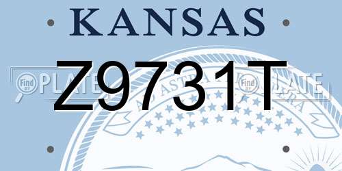 Z9731T Kansas License Plate