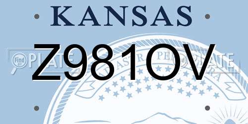 Z981OV Kansas License Plate