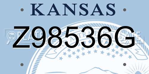 Z98536G Kansas License Plate