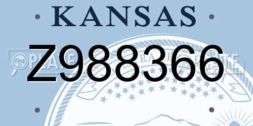 Z988366 Kansas License Plate