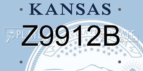 Z9912B Kansas License Plate
