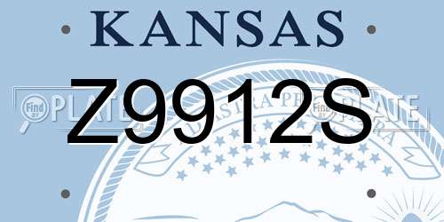 Z9912S Kansas License Plate