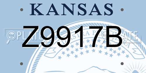 Z9917B Kansas License Plate
