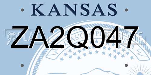 ZA2Q047 Kansas License Plate