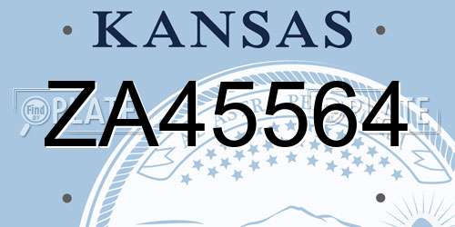 ZA45564 Kansas License Plate